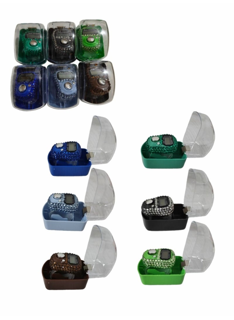 عداد رصيد بتصميم كريستالي مكون من 6 قطع مع حافظة، متعدد الألوان - Image 1